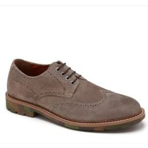 KENNETH COLE REACTION Tan Suede Wintip Camo Sole Lace Up Loafers